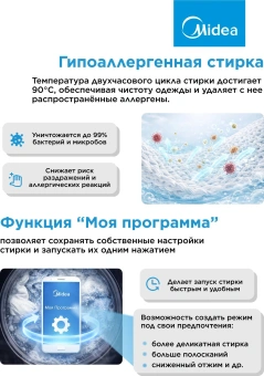 Стиральная машина Midea MFC3814BSW47/S класс: A загр.фронтальная макс.:8кг темно-серебристый инвертор - купить недорого с доставкой в интернет-магазине