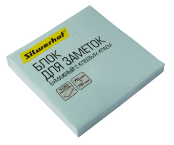 Блок самоклеящийся бумажный Silwerhof 682156-04 76x76мм 100лист. 75г/м2 пастель голубой - купить недорого с доставкой в интернет-магазине