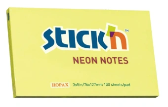 Блок самоклеящийся бумажный Stick`n 21135 76x127мм 100лист. 70г/м2 неон желтый - купить недорого с доставкой в интернет-магазине