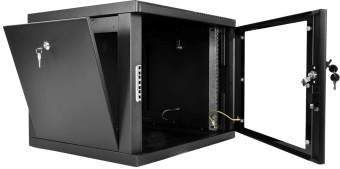 Шкаф коммутационный ЦМО (ШРН-М-9.500-9005) настенный 9U 600x520мм пер.дв.стекл 130кг черный 456мм 19.35кг 180град. 480мм металл - купить недорого с доставкой в интернет-магазине