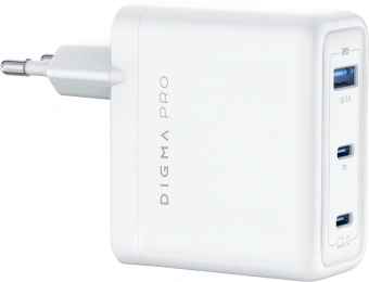 Сетевое зар./устр. Digma Pro DPW10C 100W 5A (PD+QC) 2хUSB-C/USB-A универсальное белый (DPW1С0G012WH) - купить недорого с доставкой в интернет-магазине