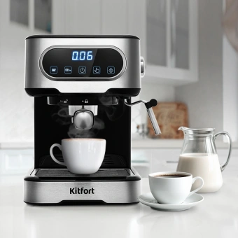 Кофеварка рожковая Kitfort КТ-765 1100Вт серебристый/черный - купить недорого с доставкой в интернет-магазине