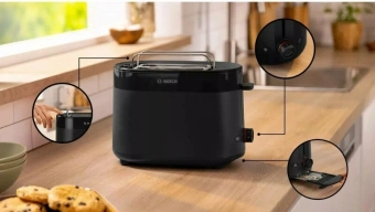 Тостер Bosch TAT2M123 950Вт черный - купить недорого с доставкой в интернет-магазине