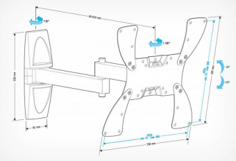 Кронштейн для телевизора Holder LCDS-5046 белый 22"-42" макс.30кг настенный поворот и наклон - купить недорого с доставкой в интернет-магазине