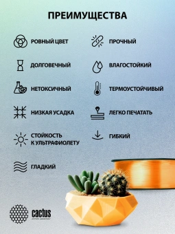 Пластик для принтера 3D Cactus CS-3D-PETG-1KG-T-ORANGE PETG d1.75мм 1кг L316м 1цв. - купить недорого с доставкой в интернет-магазине