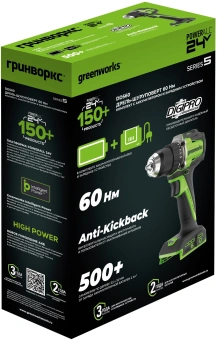 Дрель-шуруповерт Greenworks DD560 аккум. патрон:быстрозажимной (3708407CUA) - купить недорого с доставкой в интернет-магазине