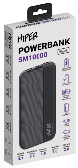 Мобильный аккумулятор Hiper SM10000 10000mAh 2.4A черный (SM10000 BLACK) - купить недорого с доставкой в интернет-магазине