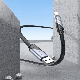 Кабель Hoco U119 Machine iP USB (m)-Lightning (m) 1.2м черный коробка плоский - купить недорого с доставкой в интернет-магазине