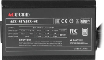 Блок питания Accord SFX 600W ACC-SFX600-80 (20+4pin) APFC 80mm fan 3xSATA RTL - купить недорого с доставкой в интернет-магазине