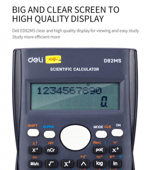 Калькулятор научный Deli ED82MS темно-синий 10+2-разр. - купить недорого с доставкой в интернет-магазине