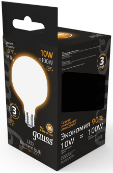 Лампа светодиодная Gauss Filament 189202110 10Вт цок.:E27 шар 220B св.свеч.бел.теп. (упак.:1шт) - купить недорого с доставкой в интернет-магазине