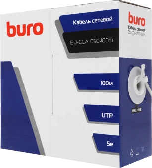 Кабель сетевой Buro BU-CCA-050-100m UTP 4 пары cat5E solid 0.50мм CCA 100м серый - купить недорого с доставкой в интернет-магазине