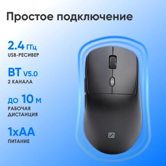 Мышь Оклик 489MW черный оптическая 3200dpi silent беспров. BT/Radio USB 6but (1885440) - купить недорого с доставкой в интернет-магазине