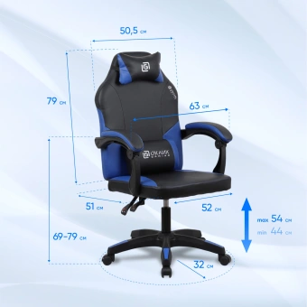 Кресло игровое Оклик Spirit черный/синий сиденье черный/синий искусственная кожа с подголов. крестов. пластик черный - купить недорого с доставкой в интернет-магазине