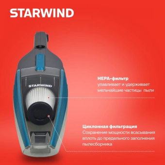 Пылесос ручной Starwind SCH1250 1000Вт бирюзовый/серый - купить недорого с доставкой в интернет-магазине