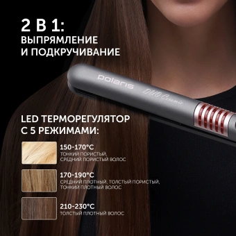 Выпрямитель Polaris PHS 2405K 35Вт серый/розовый макс.темп.:230С покрытие:керамико-турмалиновое - купить недорого с доставкой в интернет-магазине