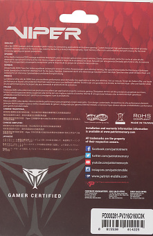 Память DDR3 2x8GB 1600MHz Patriot PV316G160C0K Viper 3 RTL Gaming PC3-12800 CL10 DIMM 240-pin 1.5В dual rank с радиатором Ret - купить недорого с доставкой в интернет-магазине