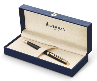 Ручка шариков. Waterman Hemisphere (CWS0920770) Matte Black GT M син. черн. подар.кор. сменный стержень 1стерж. кругл. 1цв. - купить недорого с доставкой в интернет-магазине