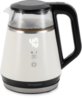 Чайник электрический Hyundai HYK-G3013 1.0л. 1100Вт белый/черный корпус: стекло - купить недорого с доставкой в интернет-магазине