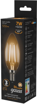 Лампа филам. Gauss 7Вт цок.:E14 свеча 220B 2700K св.свеч.бел.теп. C37 (упак.:10шт) (103801107) - купить недорого с доставкой в интернет-магазине