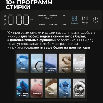 Стиральная машина Lex LWM 10612 GRID MAGNA класс: A+++ загр.фронтальная макс.:10кг (с сушкой) серый инвертор - купить недорого с доставкой в интернет-магазине