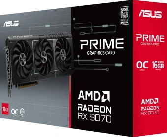 Видеокарта Asus PCI-E 5.0 PRIME-RX9070-O16G-EVO AMD Radeon RX 9070 16Gb 256bit GDDR6 2120/20000 HDMIx1 DPx3 HDCP Ret - купить недорого с доставкой в интернет-магазине