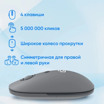 Мышь Оклик 408MW графитовый оптическая 1600dpi silent беспров. USB для ноутбука 4but (2007533) - купить недорого с доставкой в интернет-магазине