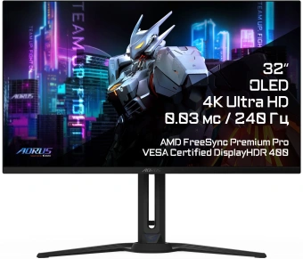 Монитор Gigabyte 31.5" Aorus FO32U2 черный QD OLED LED 16:9 HDMI M/M матовая HAS Piv 250cd 178гр/178гр 3840x2160 240Hz DP 4K USB 8.53кг - купить недорого с доставкой в интернет-магазине
