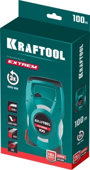 Лента мерная геодезическая Kraftool 34185-100 дл.полотна 100м изм.шкала в см зацеп простой зеленый - купить недорого с доставкой в интернет-магазине