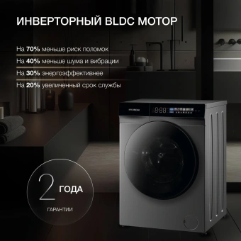 Стиральная машина Hyundai WFE9230 Dark Gray класс: A+++ загр.фронтальная макс.:10кг серый инвертор - купить недорого с доставкой в интернет-магазине
