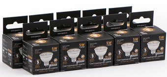 Лампа светодиодная Gauss Black 5Вт цок.:GU5.3 рефлек. 220B св.свеч.бел.теп. MR16 (упак.:10шт) (101505105) - купить недорого с доставкой в интернет-магазине