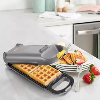 Вафельница Kitfort КТ-1691 700Вт серый/серый - купить недорого с доставкой в интернет-магазине