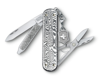 Нож перочинный Victorinox Classic Brilliant Damast (0.6221.34) 58мм 5функц. серебристый подар.коробка - купить недорого с доставкой в интернет-магазине