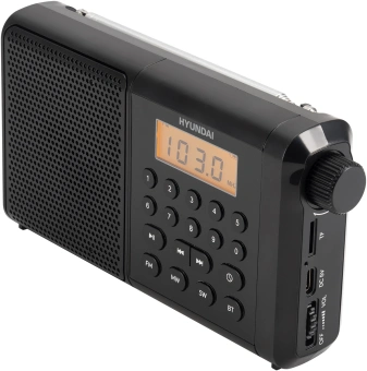 Радиоприемник портативный Hyundai H-PSR115 черный USB microSD - купить недорого с доставкой в интернет-магазине