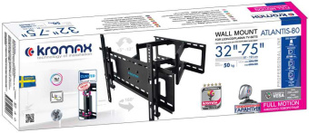 Кронштейн для телевизора Kromax ATLANTIS-80 черный 32"-75" макс.50кг настенный поворотно-выдвижной и наклонный - купить недорого с доставкой в интернет-магазине