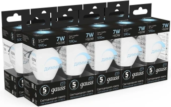 Лампа светодиодная Gauss 7Вт цок.:E27 шар 220B св.свеч.бел.нейт. (упак.:1шт) (105102207-D) - купить недорого с доставкой в интернет-магазине
