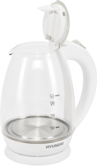 Чайник электрический Hyundai HYK-G2409 1.7л. 2200Вт белый/серебристый корпус: стекло/пластик - купить недорого с доставкой в интернет-магазине