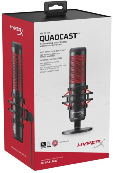 Микрофон проводной HyperX QuadCast (HX-MICQC-BK) 3м черный - купить недорого с доставкой в интернет-магазине