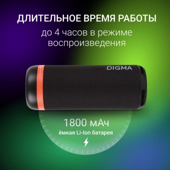 Колонка порт. Digma D-PS1521 черный 16W 2.0 BT 10м 1800mAh (PS1521B) - купить недорого с доставкой в интернет-магазине