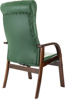 Кресло Бюрократ T-9928WALNUT-CF зеленый кожа на ножках дерево - купить недорого с доставкой в интернет-магазине