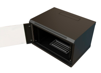 Шкаф коммутационный WRline (WR-TW-0966-GP-RAL9004) настенный 9U 600x600мм пер.дв.стекл 2 бок.пан. направл.под винты 60кг черный 500мм 500мм IP20 сталь - купить недорого с доставкой в интернет-магазине