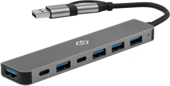 Разветвитель USB-C + USB-A Digma DHUB-7USB-AC 7порт. серебристый - купить недорого с доставкой в интернет-магазине