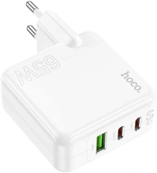 Сетевое зар./устр. Hoco C115A Header PD65W three-port(2C1A) charger(EU) 65W 3.25A+3A+2A+1.5A (PD+QC) универсальное белый (98312) - купить недорого с доставкой в интернет-магазине