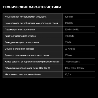 Микроволновая Печь Hyundai HYM-M2062 23л. 800Вт черный - купить недорого с доставкой в интернет-магазине