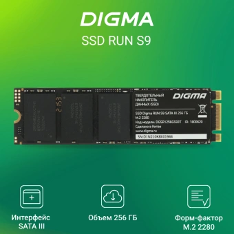 Накопитель SSD Digma SATA-III 256GB DGSR1256GS93T Run S9 M.2 2280 - купить недорого с доставкой в интернет-магазине
