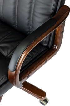 Кресло руководителя Бюрократ T-9932Walnut черный экокожа крестов. металл/дерево - купить недорого с доставкой в интернет-магазине