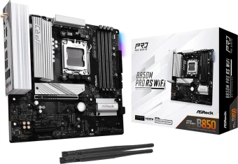 Материнская плата Asrock B850M PRO RS WIFI Socket AM5 AMD B850 4xDDR5 mATX AC`97 8ch(7.1) 2.5Gg RAID+HDMI+DP - купить недорого с доставкой в интернет-магазине