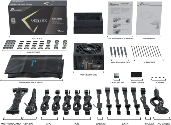 Блок питания Seasonic ATX 1200W VERTEX PX-1200 80+ platinum (20+4pin) APFC 135mm fan 18xSATA Cab Manag RTL - купить недорого с доставкой в интернет-магазине