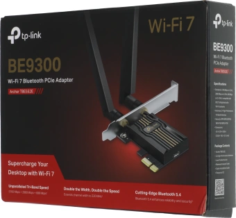 Сетевой адаптер Wi-Fi + Bluetooth TP-Link Archer TBE552E BE9300 PCI (ант.внеш.съем) 2ант. - купить недорого с доставкой в интернет-магазине