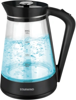 Чайник электрический Starwind SKG2116 1.8л. 1700Вт черный/прозрачный корпус: стекло - купить недорого с доставкой в интернет-магазине